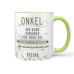 Personalisierte Tasse Geschenk für Onkel mit Wunschnamen grün - Sunnywall - Individualität trifft Design
