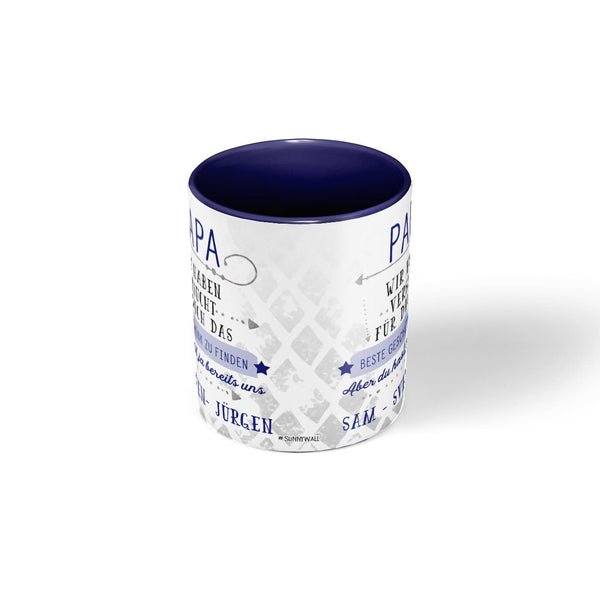 Personalisierte Tasse Geschenk für Papa mit Wunschnamen blau - Sunnywall - Individualität trifft Design
