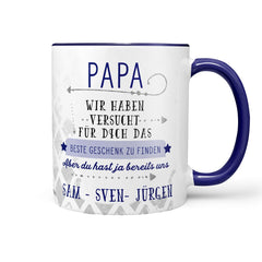 Personalisierte Tasse Geschenk für Papa mit Wunschnamen blau - Sunnywall - Individualität trifft Design