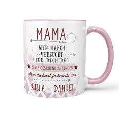 Personalisierte Tasse Geschenk Mama mit Wunschnamen rosa - Sunnywall - Individualität trifft Design