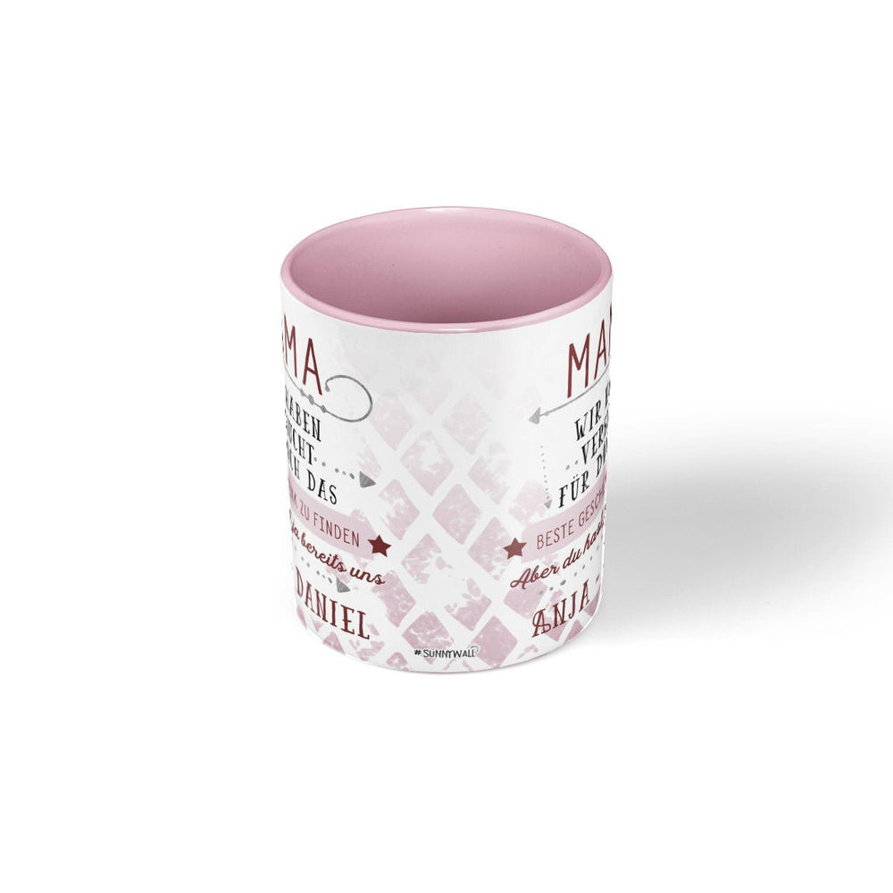 Personalisierte Tasse Geschenk Mama mit Wunschnamen rosa - Sunnywall - Individualität trifft Design