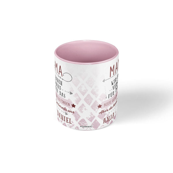 Personalisierte Tasse Geschenk Mama mit Wunschnamen rosa - Sunnywall - Individualität trifft Design