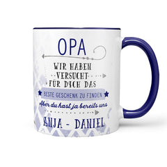 Personalisierte Tasse Geschenk Opa mit Wunschnamen blau - Sunnywall - Individualität trifft Design