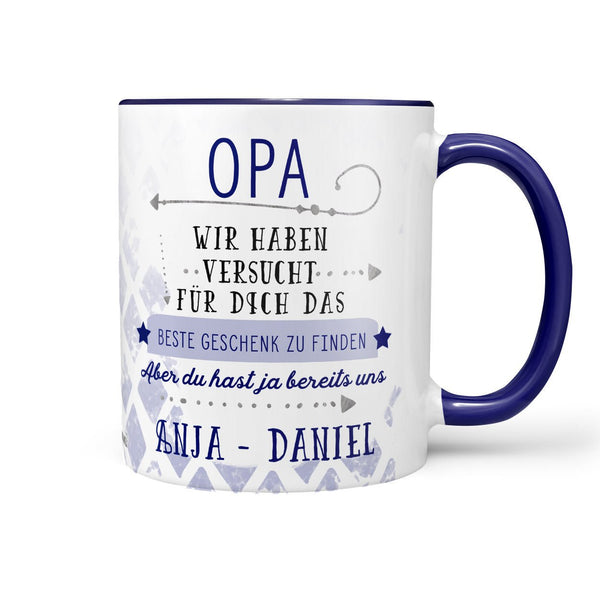 Personalisierte Tasse Geschenk Opa mit Wunschnamen blau - Sunnywall - Individualität trifft Design