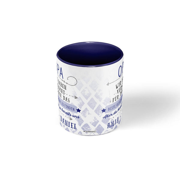Personalisierte Tasse Geschenk Opa mit Wunschnamen blau - Sunnywall - Individualität trifft Design