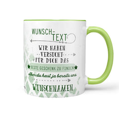 Personalisierte Tasse mit Namen – Geschenk mit Wunschtext in Grün - Sunnywall - Individualität trifft Design