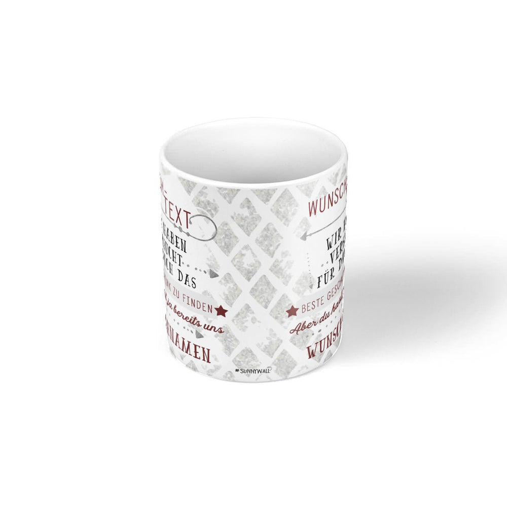 Personalisierte Tasse neutral Geschenkidee weiß mit Wunschtext und Namen - Sunnywall - Individualität trifft Design