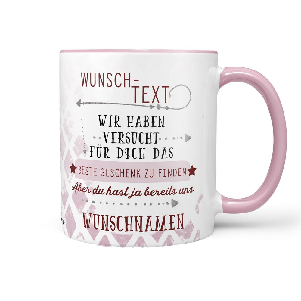 Personalisierte Tasse rosa Geschenk Spruch mit Wunschtext und Namen - Sunnywall - Individualität trifft Design