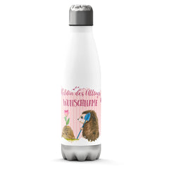 Personalisierte Thermosflasche 500ml Heldin des Alltags Igel Wunschname - Sunnywall - Individualität trifft Design