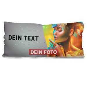 Personalisiertes Fotokissen mit Text – Kissen 80x40 mit Bild & Wunschtext Design Grau - Sunnywall - Individualität trifft Design
