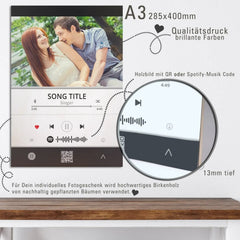 Personalisiertes Holzbild mit Spotify Song – Geschenk mit Foto & Musik - Sunnywall - Individualität trifft Design