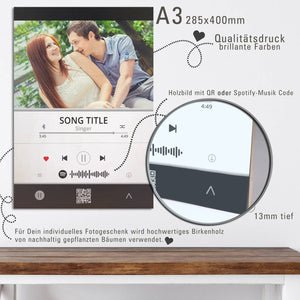 Personalisiertes Holzbild mit Spotify Song – Geschenk mit Foto & Musik - Sunnywall - Individualität trifft Design
