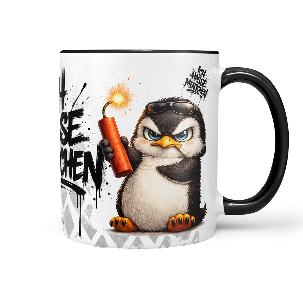 Pinguin Tasse „Ich hasse Menschen“ – Lustige Kaffeetasse - Sunnywall - Individualität trifft Design