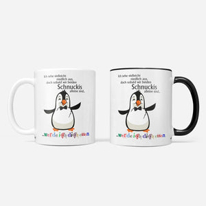 Pinguin Tasse Ich werde dich essen Spruch Kaffeetasse – Sunnywall Motivtasse mit schwarzem Henkel - Sunnywall - Individualität trifft Design