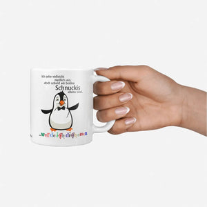 Pinguin Tasse Ich werde dich essen Spruch Kaffeetasse – Sunnywall Motivtasse mit schwarzem Henkel - Sunnywall - Individualität trifft Design