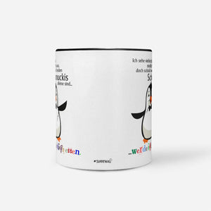Pinguin Tasse Ich werde dich essen Spruch Kaffeetasse – Sunnywall Motivtasse mit schwarzem Henkel - Sunnywall - Individualität trifft Design