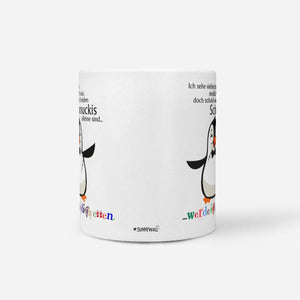 Pinguin Tasse Ich werde dich essen Spruch Kaffeetasse – Sunnywall Motivtasse mit schwarzem Henkel - Sunnywall - Individualität trifft Design