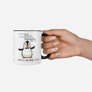Pinguin Tasse Ich werde dich essen Spruch Kaffeetasse – Sunnywall Motivtasse mit schwarzem Henkel - Sunnywall - Individualität trifft Design