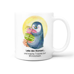 Pinguin Tasse Kaffeetasse – Lebe den Moment & mach Träume wahr - Sunnywall - Individualität trifft Design