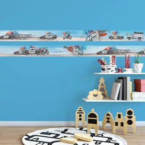 Polizei Bordüre Vliestapete Kinderzimmer - Sunnywall - Individualität trifft Design