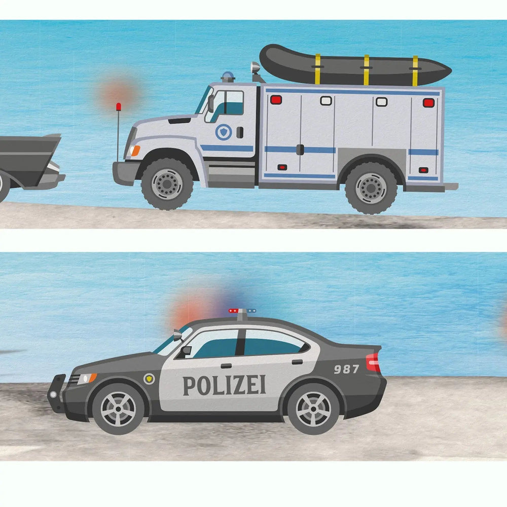 Polizei Bordüre Vliestapete Kinderzimmer - Sunnywall - Individualität trifft Design