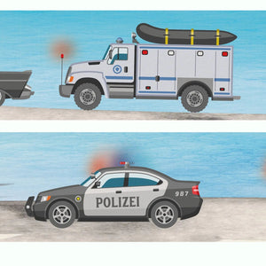 Polizei Bordüre Vliestapete Kinderzimmer - Sunnywall - Individualität trifft Design