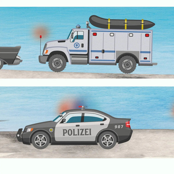 Polizei Bordüre Vliestapete Kinderzimmer - Sunnywall - Individualität trifft Design