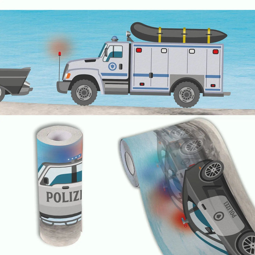 Polizei Bordüre Vliestapete Kinderzimmer - Sunnywall - Individualität trifft Design