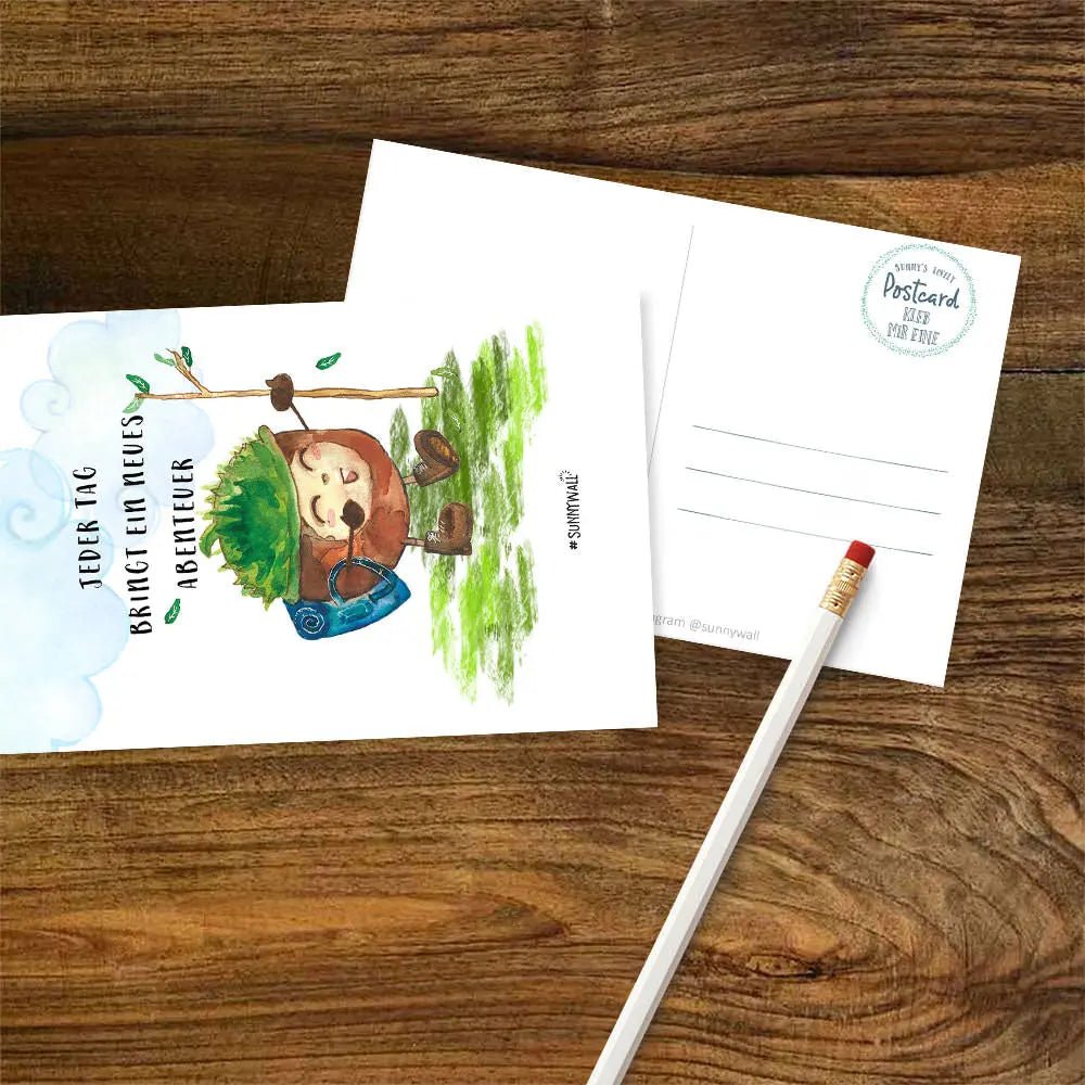 Postkarte Abenteuer – Jeder Tag bringt ein neues Abenteuer - Sunnywall - Individualität trifft Design