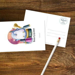 Postkarte Beautyqueen – Pinguin mit Lippenstift und Krönchen-Vibes - Sunnywall - Individualität trifft Design