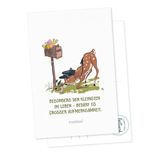 Postkarte Reh Maus Achtsamkeit – Für die Kleinsten mit großer Wirkung - Sunnywall - Individualität trifft Design