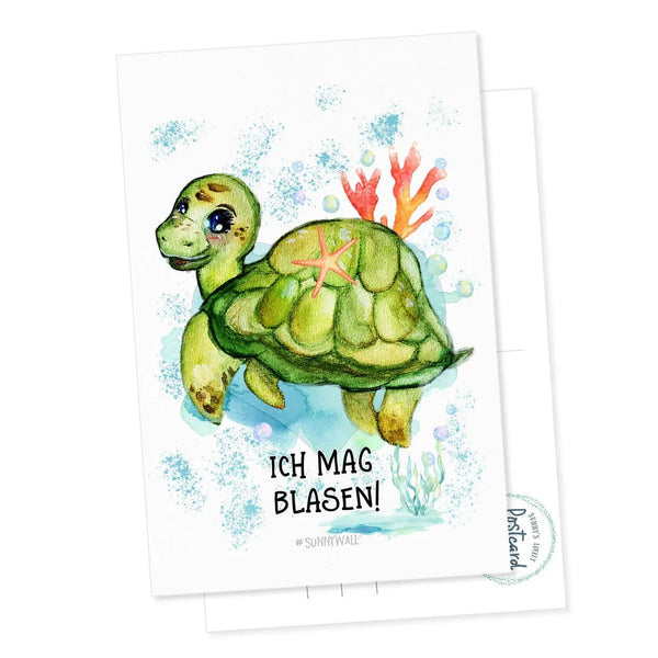 Postkarte Schildkröte Trinchen Ich mag Blasen - Sunnywall - Individualität trifft Design