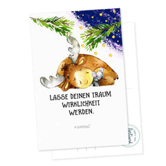 Postkarte Spruch Elch Traum Wirklichkeit DIN A6 - Sunnywall - Individualität trifft Design