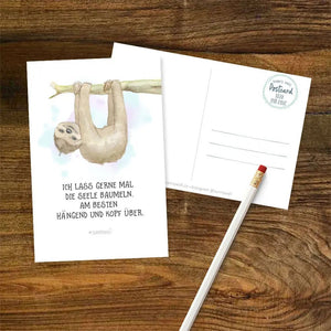 Postkarte Spruch Faultier Seele baumeln DIN A6 - Sunnywall - Individualität trifft Design