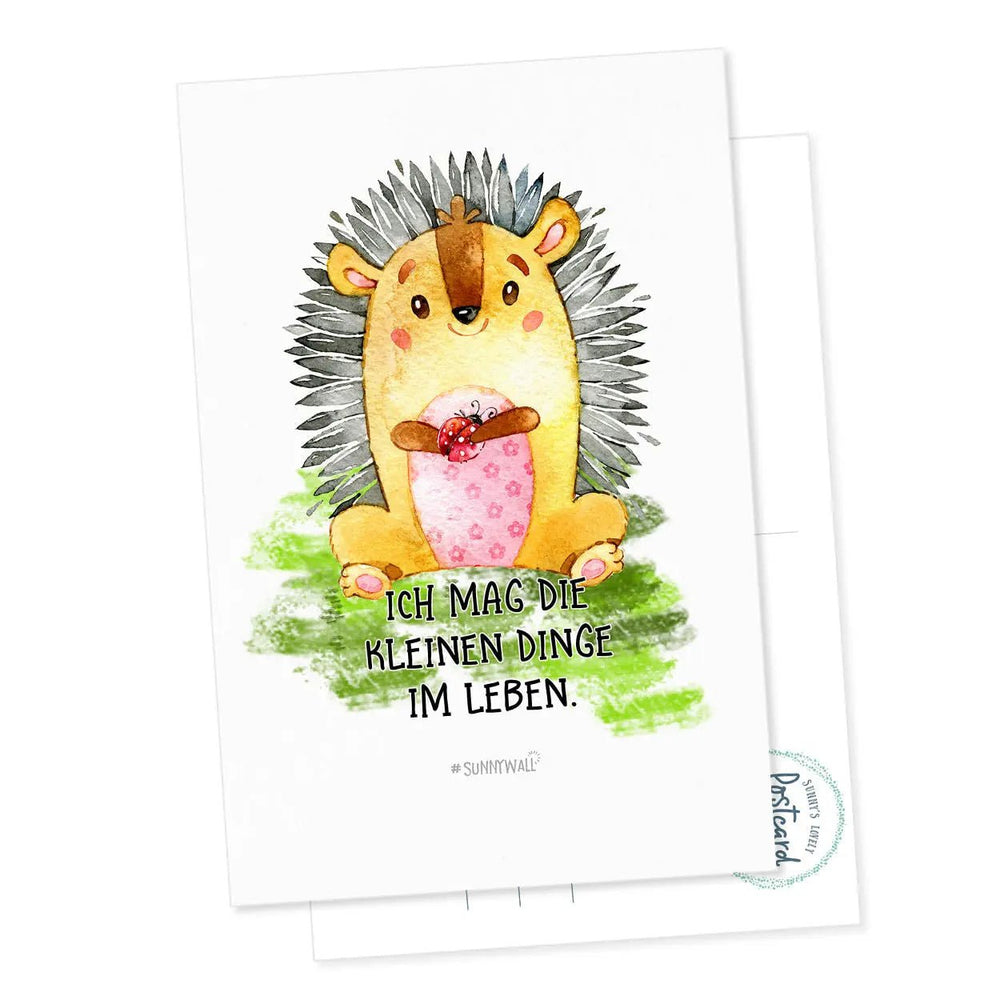 Postkarte Spruch Igel Kleine Dinge im Leben DIN A6 - Sunnywall - Individualität trifft Design