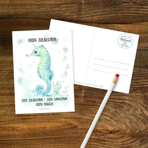 Postkarte Spruch Seepferdchen Seacorn Unicorn Magic - Sunnywall - Individualität trifft Design