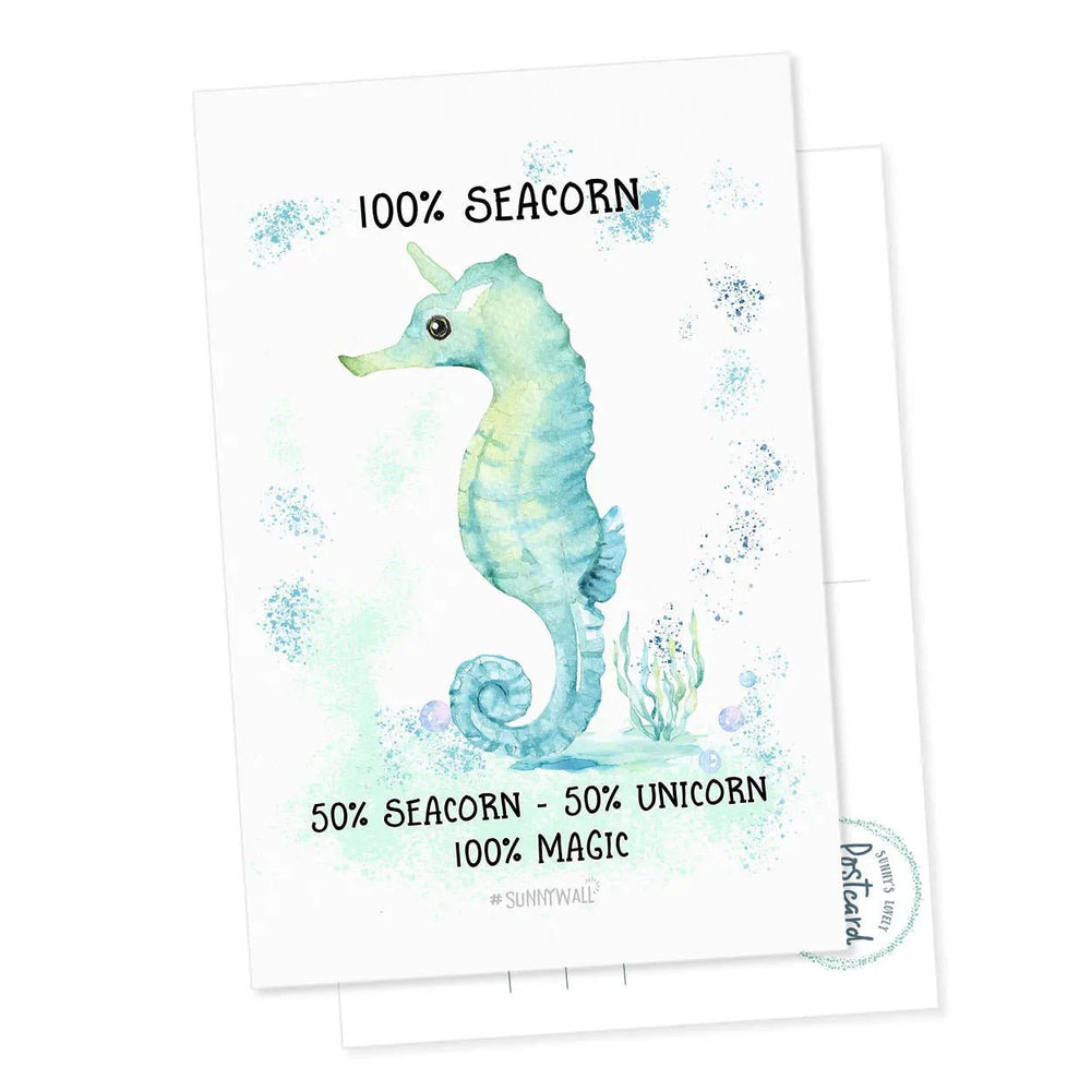 Postkarte Spruch Seepferdchen Seacorn Unicorn Magic - Sunnywall - Individualität trifft Design