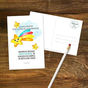 Postkarte Sternschnuppe Wunsch Düsenantrieb Spruch DIN A6 - Sunnywall - Individualität trifft Design