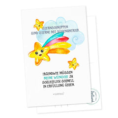 Postkarte Sternschnuppe Wunsch Düsenantrieb Spruch DIN A6 - Sunnywall - Individualität trifft Design