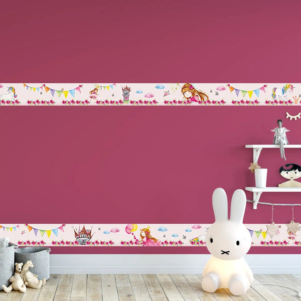 Prinzessin Bordüre Vliestapete rosa Kinderzimmer Mädchen - Sunnywall - Individualität trifft Design