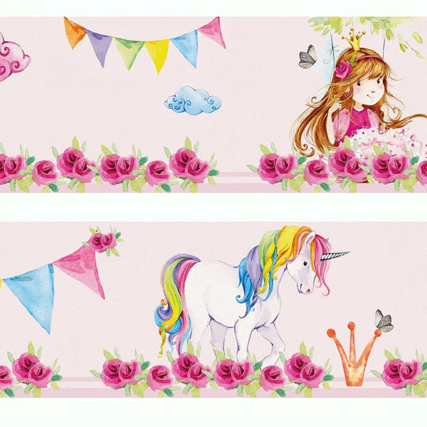 Prinzessin Bordüre Vliestapete rosa Kinderzimmer Mädchen - Sunnywall - Individualität trifft Design