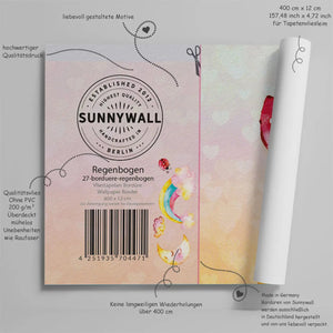Regenbogen Bordüre Vliestapete Kinderzimmer Wandbordüre Schmetterlinge - Sunnywall - Individualität trifft Design