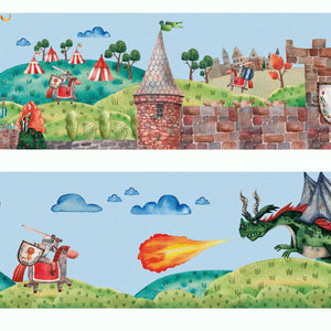 Ritter Burg Bordüre Vliestapete Kinderzimmer - Sunnywall - Individualität trifft Design