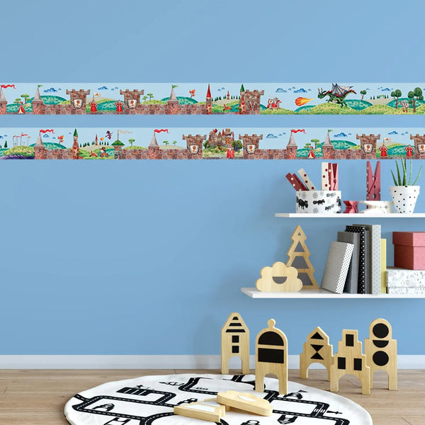 Ritter Burg Bordüre Vliestapete Kinderzimmer - Sunnywall - Individualität trifft Design