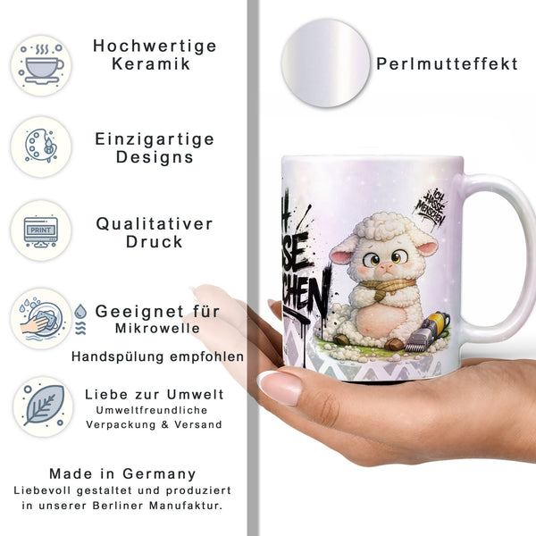 Schaf Tasse „Ich hasse Menschen“ – Lustige Kaffeetasse - Sunnywall - Individualität trifft Design
