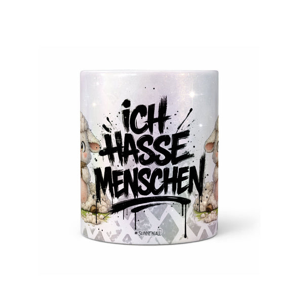 Schaf Tasse „Ich hasse Menschen“ – Lustige Kaffeetasse - Sunnywall - Individualität trifft Design