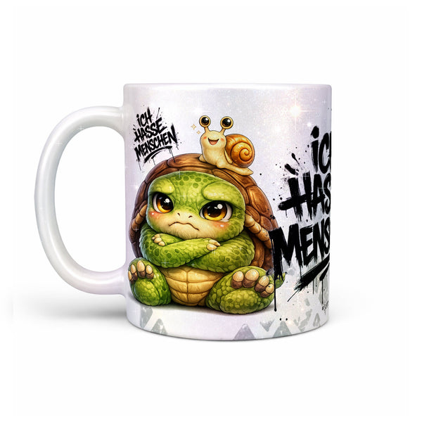 Schildkröte Tasse „Ich hasse Menschen“ – Lustige Kaffeetasse - Sunnywall - Individualität trifft Design
