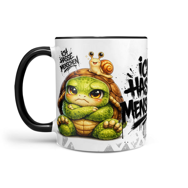 Schildkröte Tasse „Ich hasse Menschen“ – Lustige Kaffeetasse - Sunnywall - Individualität trifft Design