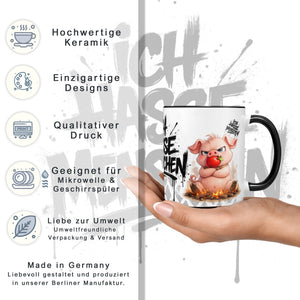 Schwein Tasse „Ich hasse Menschen“ – Lustige Kaffeetasse - Sunnywall - Individualität trifft Design