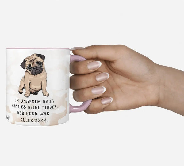 Spruch Tasse Hund Der Hund war allergisch Mops rosa - Sunnywall - Individualität trifft Design